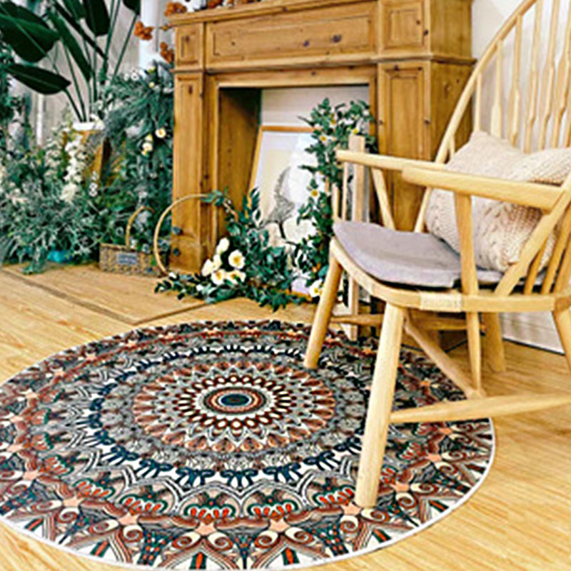 Avtoit | Ethnic Multicolor Floral Rug Synthetic Pearls Rug Non-Slip Backing Pet-Friendly Machine Washable Rug for Large Room