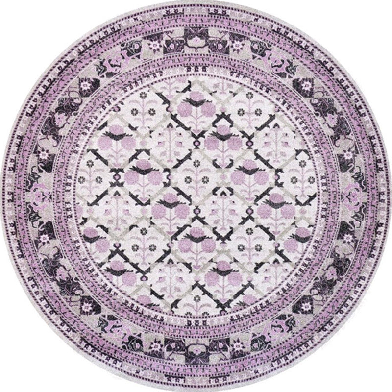Avtoit | Ethnic Multicolor Floral Rug Synthetic Pearls Rug Non-Slip Backing Pet-Friendly Machine Washable Rug for Large Room