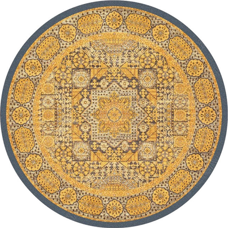 Avtoit | Ethnic Multicolor Floral Rug Synthetic Pearls Rug Non-Slip Backing Pet-Friendly Machine Washable Rug for Large Room