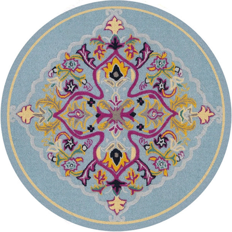 Avtoit | Ethnic Multicolor Floral Rug Synthetic Pearls Rug Non-Slip Backing Pet-Friendly Machine Washable Rug for Large Room