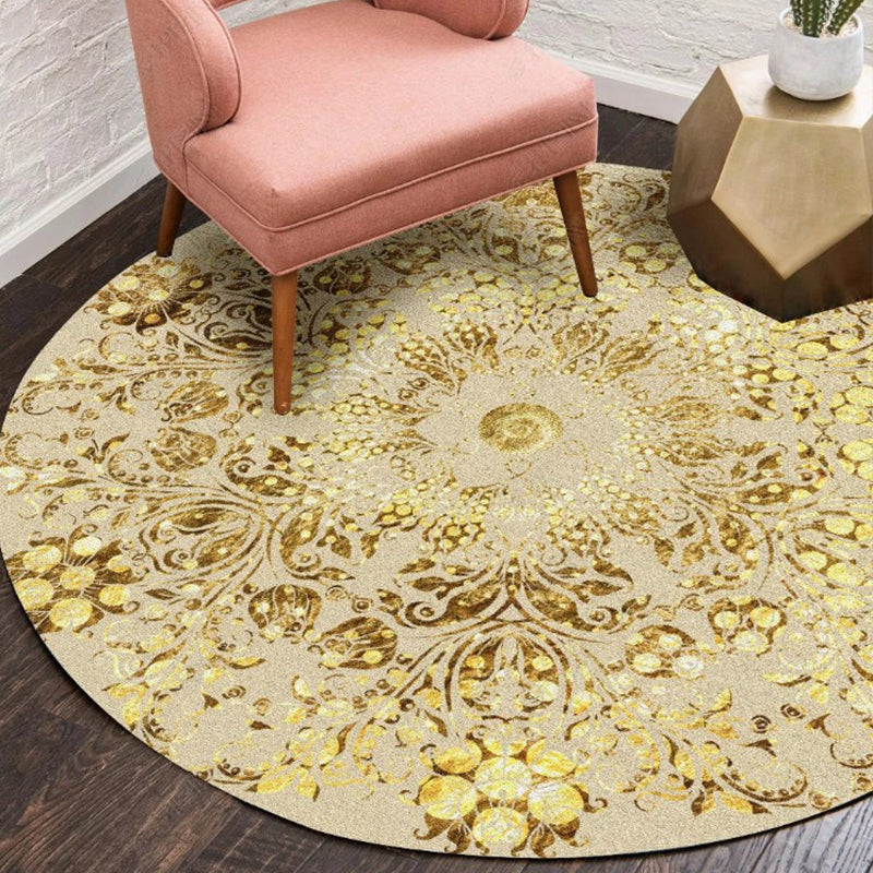 Avtoit | Ethnic Multicolor Floral Rug Synthetic Pearls Rug Non-Slip Backing Pet-Friendly Machine Washable Rug for Large Room