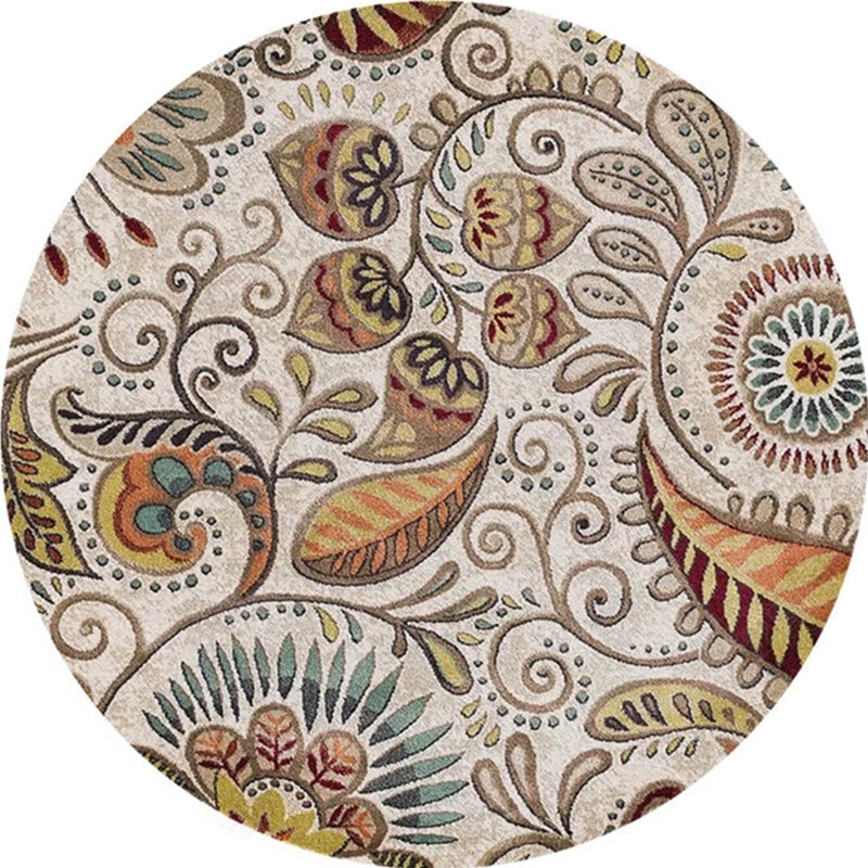 Avtoit | Ethnic Multicolor Floral Rug Synthetic Pearls Rug Non-Slip Backing Pet-Friendly Machine Washable Rug for Large Room