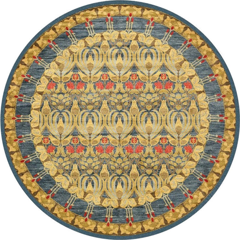 Avtoit | Ethnic Multicolor Floral Rug Synthetic Pearls Rug Non-Slip Backing Pet-Friendly Machine Washable Rug for Large Room