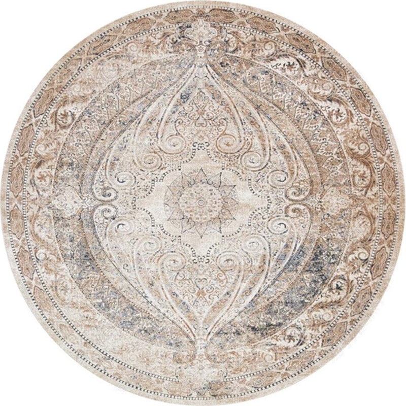 Avtoit | Ethnic Multicolor Floral Rug Synthetic Pearls Rug Non-Slip Backing Pet-Friendly Machine Washable Rug for Large Room