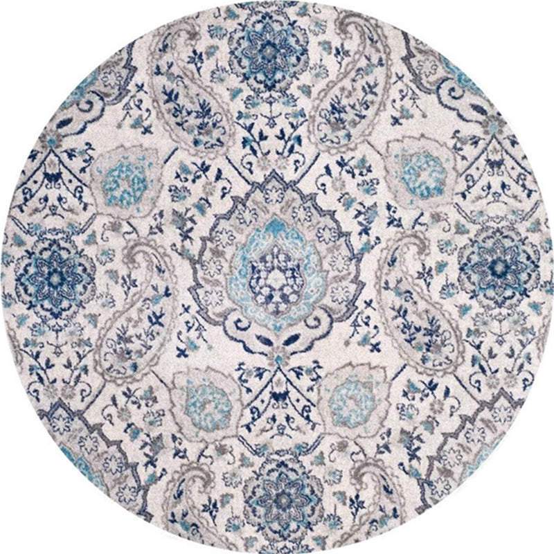 Avtoit | Ethnic Multicolor Floral Rug Synthetic Pearls Rug Non-Slip Backing Pet-Friendly Machine Washable Rug for Large Room