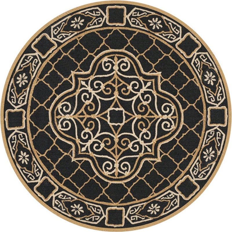 Avtoit | Ethnic Multicolor Floral Rug Synthetic Pearls Rug Non-Slip Backing Pet-Friendly Machine Washable Rug for Large Room