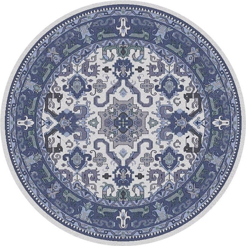 Avtoit | Ethnic Multicolor Floral Rug Synthetic Pearls Rug Non-Slip Backing Pet-Friendly Machine Washable Rug for Large Room