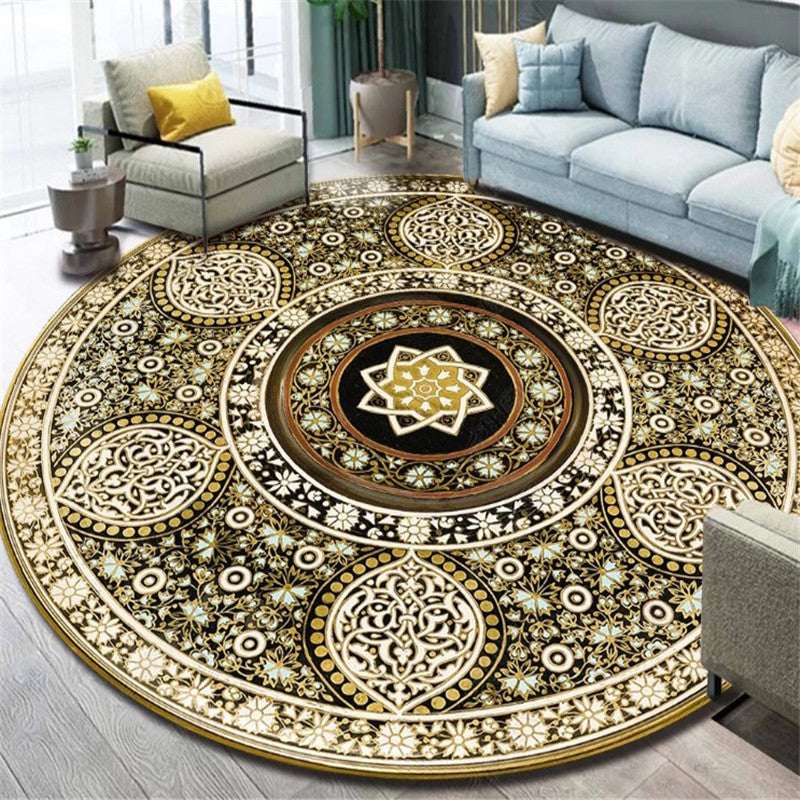 Avtoit | Ethnic Multicolor Floral Rug Synthetic Pearls Rug Non-Slip Backing Pet-Friendly Machine Washable Rug for Large Room