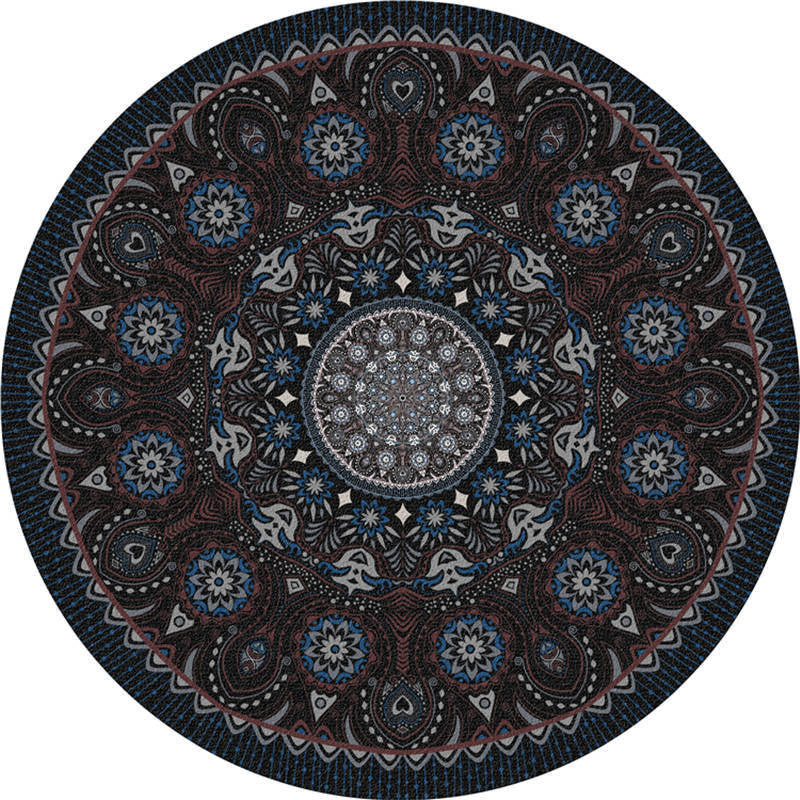 Avtoit | Moroccan Living Room Carpet Multicolored Flower Carpet Polyester Machine Washable Stain Resistant Non-Slip Backing Carpet