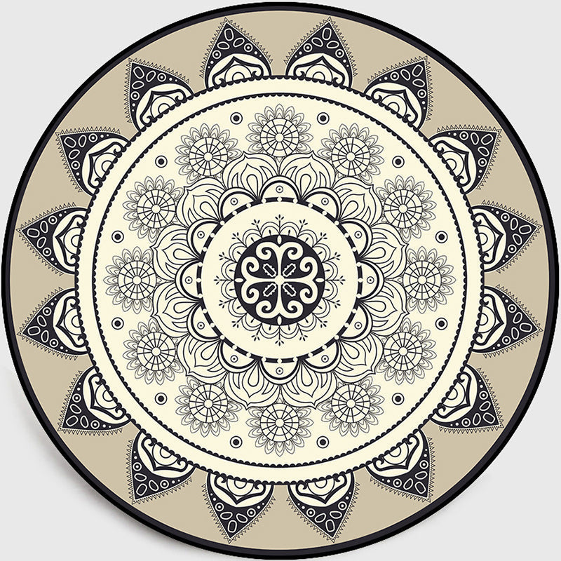 Avtoit | Moroccan Style Sunflower Rug Gray-Black Synthetic Rug Washable Non-Slip Backing Stain-Resistant Rug for Family Room