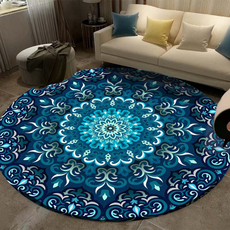 Avtoit | Multicolored Living Room Carpet Turkish Floral Swirl Rug Synthetic Non-Slip Pet-Friendly Machine Washable Carpet