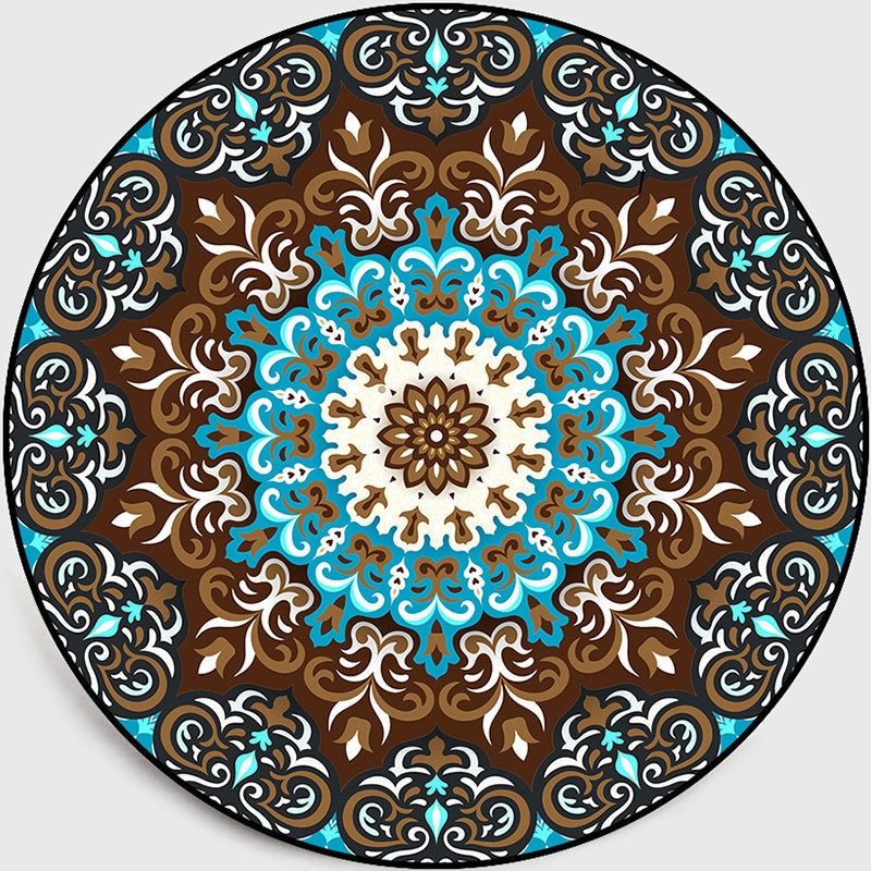 Avtoit | Multicolored Living Room Carpet Turkish Floral Swirl Rug Synthetic Non-Slip Pet-Friendly Machine Washable Carpet