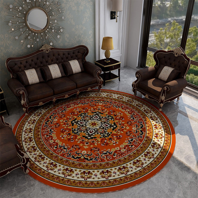 Avtoit | Retro Floral Rug Multicolored Oriental Rug Polyester Pet-Friendly Non-Slip Back Washable Rug for the Bedroom
