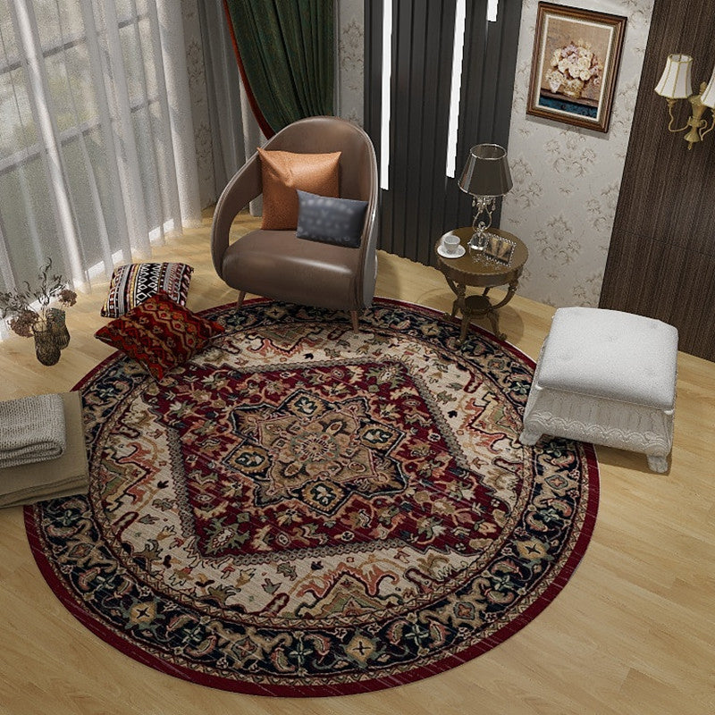 Avtoit | Retro Floral Rug Multicolored Oriental Rug Polyester Pet-Friendly Non-Slip Back Washable Rug for the Bedroom