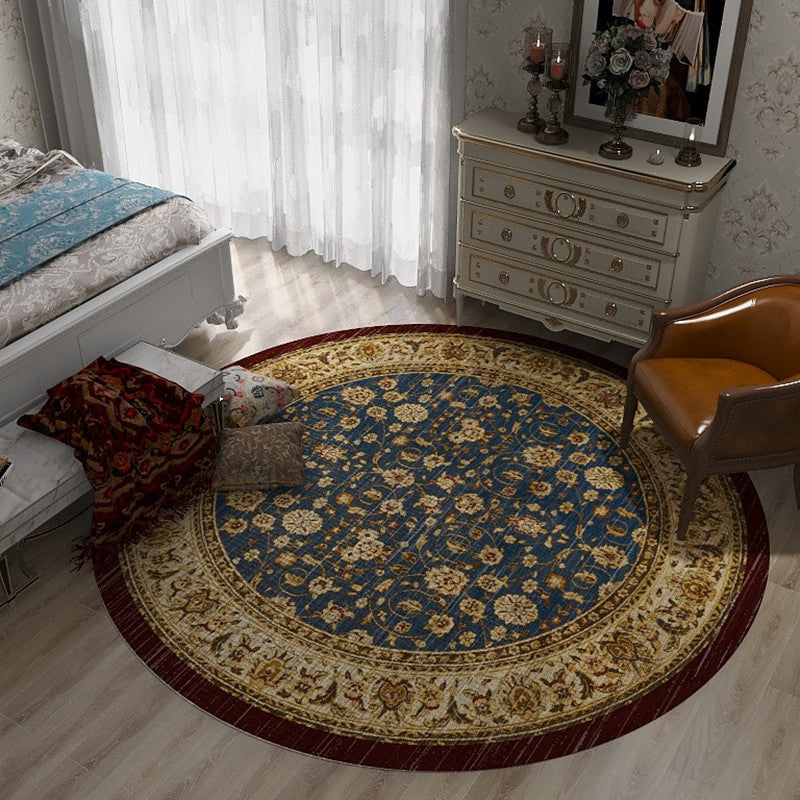 Avtoit | Retro Floral Rug Multicolored Oriental Rug Polyester Pet-Friendly Non-Slip Back Washable Rug for the Bedroom