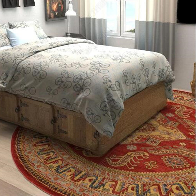 Avtoit | Retro Floral Rug Multicolored Oriental Rug Polyester Pet-Friendly Non-Slip Back Washable Rug for the Bedroom