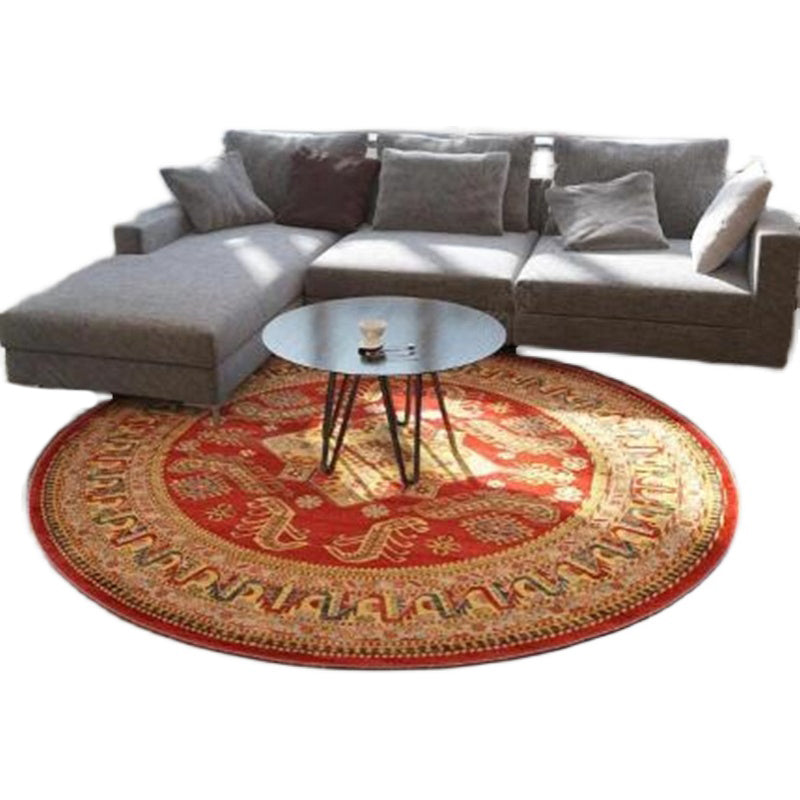Avtoit | Retro Floral Rug Multicolored Oriental Rug Polyester Pet-Friendly Non-Slip Back Washable Rug for the Bedroom