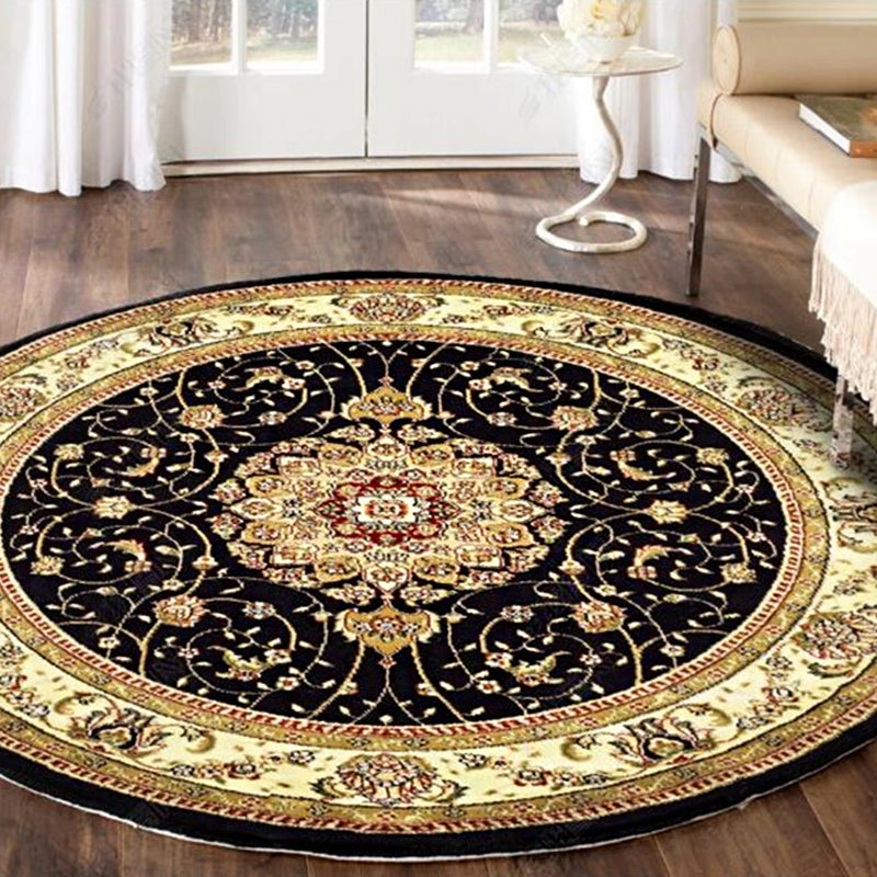 Avtoit | Retro Floral Rug Multicolored Oriental Rug Polyester Pet-Friendly Non-Slip Back Washable Rug for the Bedroom