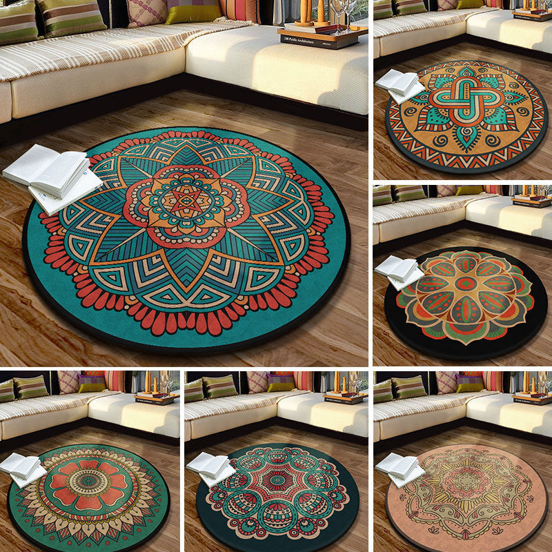 Avtoit | Multicolored Moroccan rug Synthetic floral pattern rug with non-slip backing stain-resistant machine washable rug for the dining room