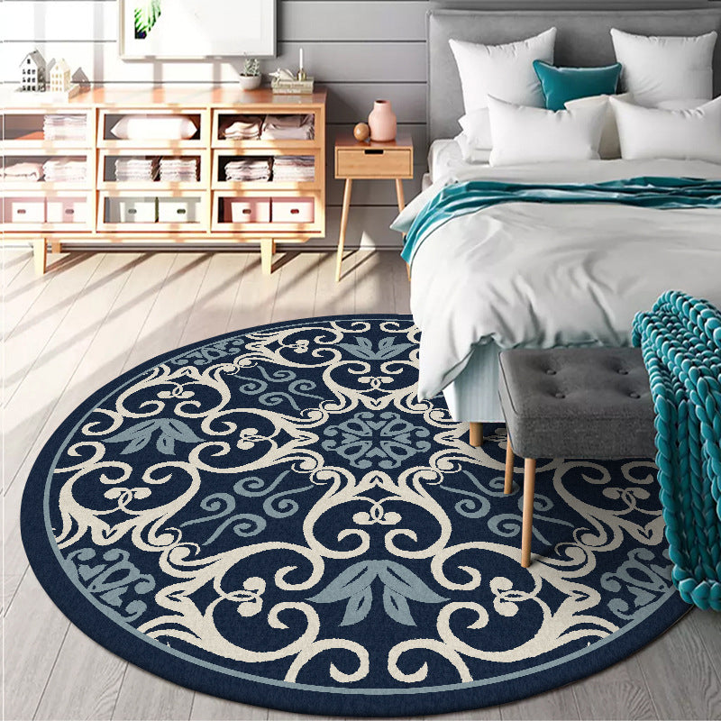 Avtoit | Moroccan Bedroom Rug Multicolor Scroll Pattern Rug Synthetic Non-Slip Washable Pet-Friendly Indoor Rug
