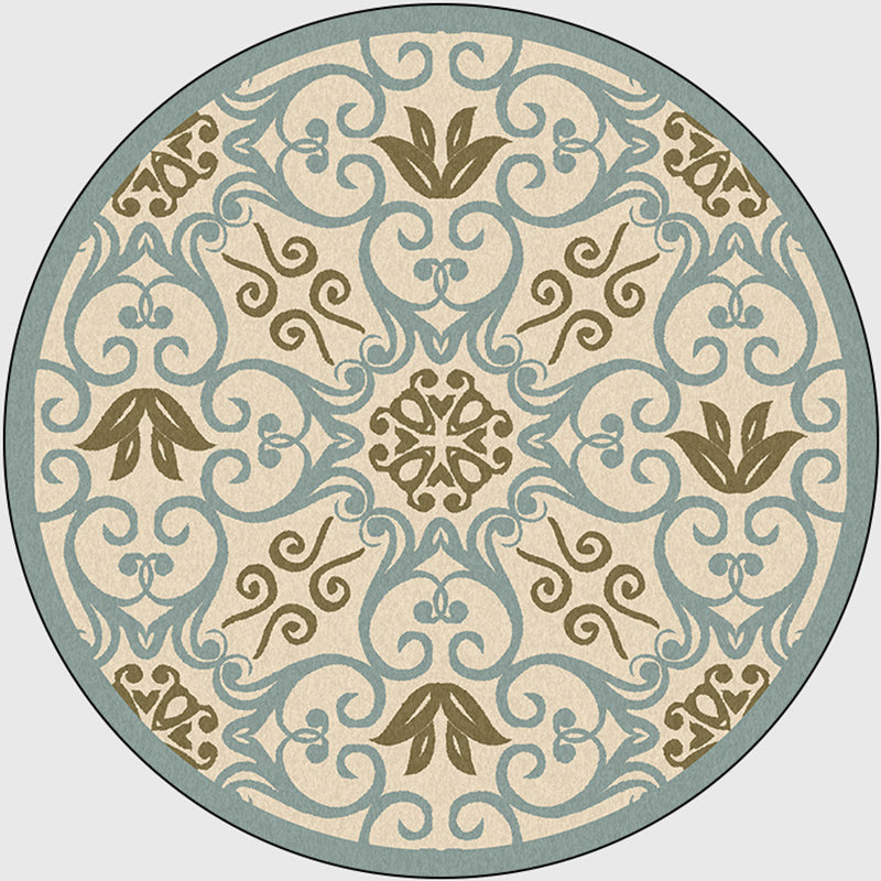 Avtoit | Moroccan Bedroom Rug Multicolor Scroll Pattern Rug Synthetic Non-Slip Washable Pet-Friendly Indoor Rug