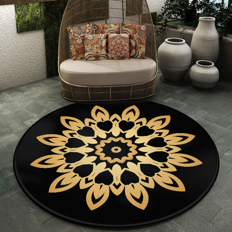 Avtoit | Moroccan symmetrical pattern rug multicolored polyester rug machine washable non-slip pet-friendly rug for living room