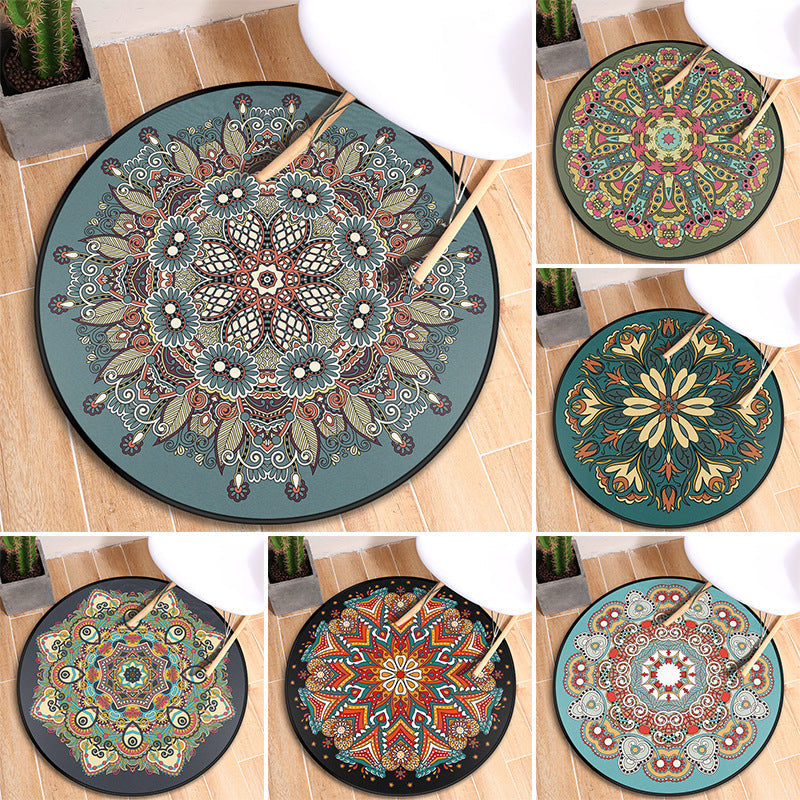 Avtoit | Tribal Mandala Indoor Rug Multicolored Moroccan Rug Synthetic Non-Slip Stain Resistant Pet Friendly Rug for Room