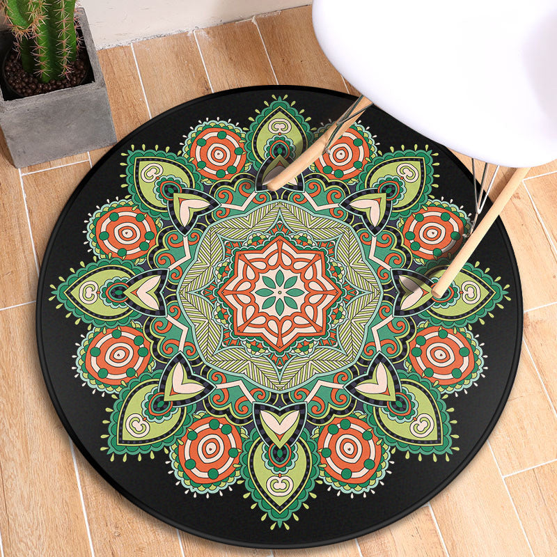 Avtoit | Tribal Mandala Indoor Rug Multicolored Moroccan Rug Synthetic Non-Slip Stain Resistant Pet Friendly Rug for Room