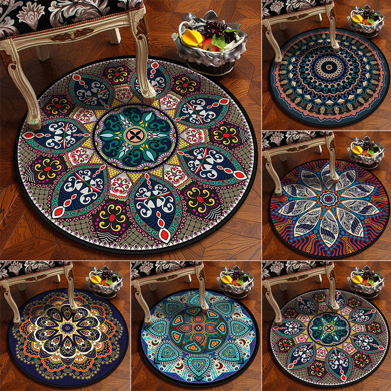 Avtoit | Moroccan Mandala Rug Multicolored Synthetic Rug Stain Resistant Non-Slip Machine Washable Rug for the Dining Room