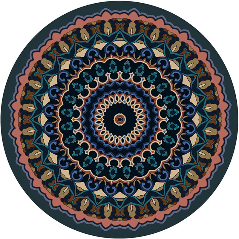 Avtoit | Moroccan Mandala Rug Multicolored Synthetic Rug Stain Resistant Non-Slip Machine Washable Rug for the Dining Room