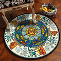 Avtoit | Moroccan Mandala Rug Multicolored Synthetic Rug Stain Resistant Non-Slip Machine Washable Rug for the Dining Room