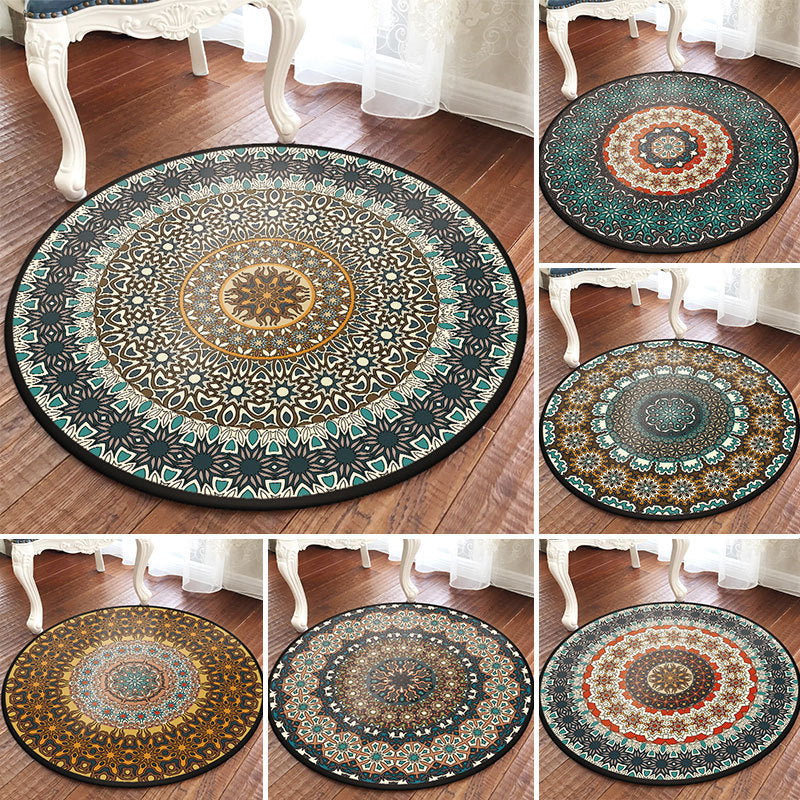 Avtoit | Traditional Multicolored Moroccan Carpet Polypropylene Mandala Area Rug Non-Slip Machine Washable Stain Resistant Rug for Rome
