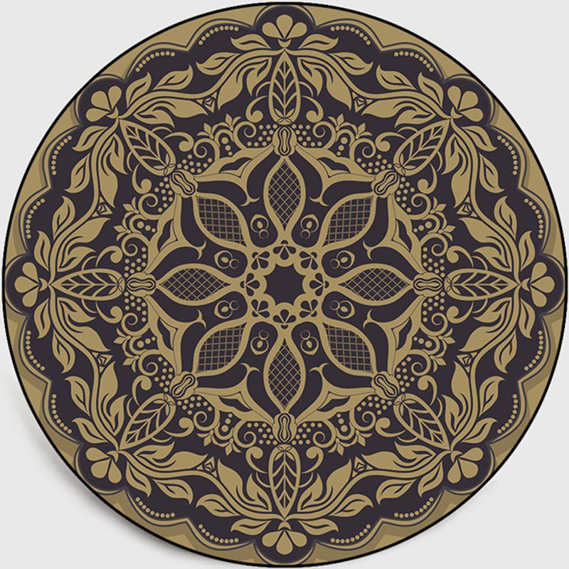 Avtoit | Retro Dark Colored Moroccan Carpet Polypropylene Mandala Pattern Carpet Washable Non-Slip Pet-Friendly Carpet for the Living Room