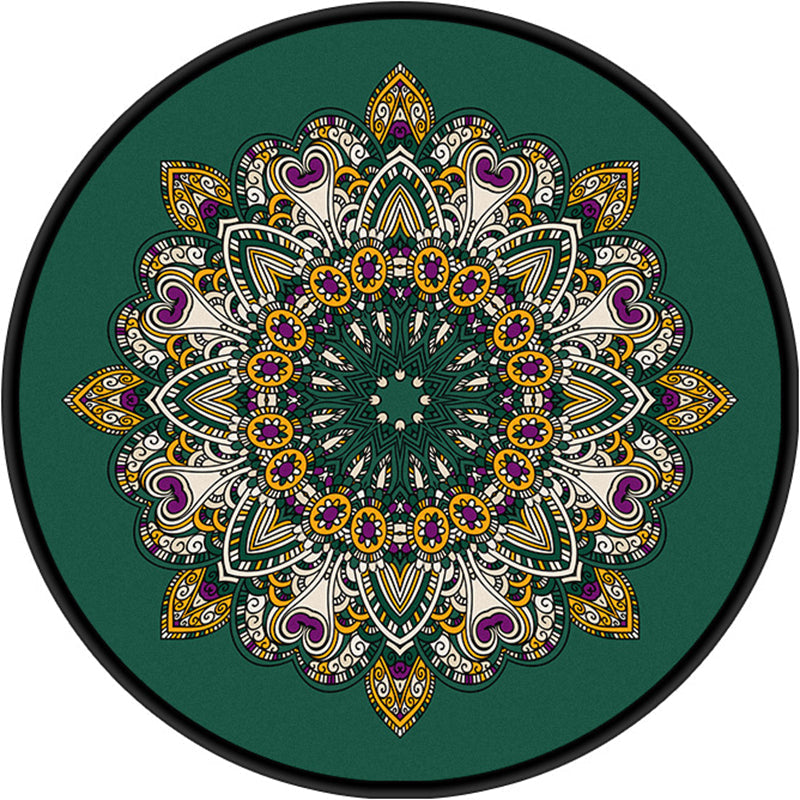 Avtoit | Turkish Mandala Rug Multicolor Synthetic Rug Washable Pet Friendly Non-Slip Back Rug for Living Room