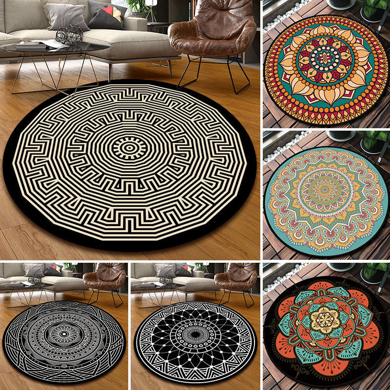 Avtoit | Classic Multicolor Mandala Rug Polypropylene Moroccan Rug Stain Resistant Machine Washable Non-Slip Rug for the Door