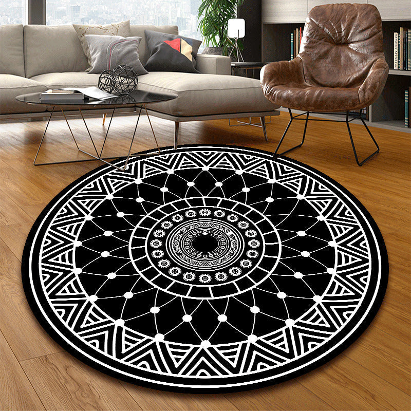 Avtoit | Classic Multicolor Mandala Rug Polypropylene Moroccan Rug Stain Resistant Machine Washable Non-Slip Rug for the Door