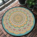 Avtoit | Classic Multicolor Mandala Rug Polypropylene Moroccan Rug Stain Resistant Machine Washable Non-Slip Rug for the Door
