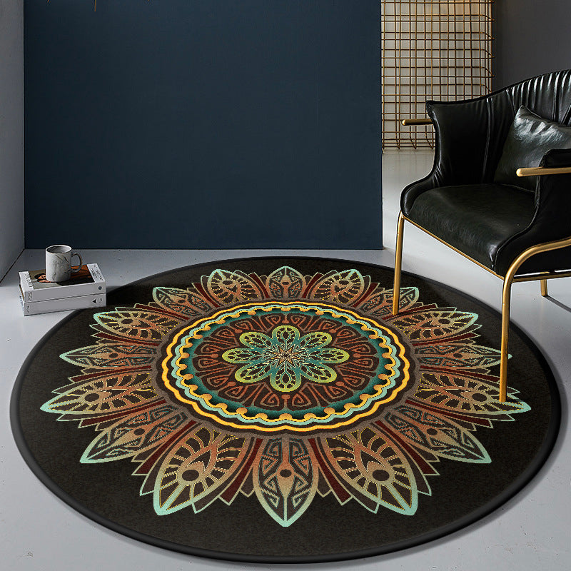 Avtoit | Persian Bedroom Rug Multicolor Tribal Floral Rug Polyester Stain Resistant Non-Slip Back Washable Area Rug