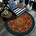 Avtoit | Retro Mandala Indoor Carpet Dark Color Moroccan Rug Polypropylene Non-slip Pet-friendly Washable Carpet for Living Room