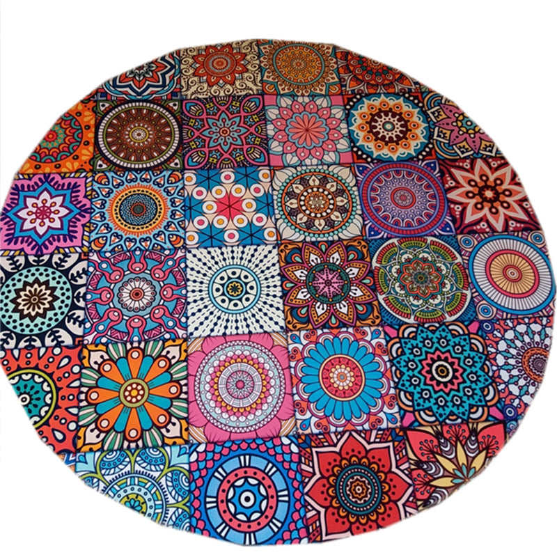 Avtoit | Stylish Multicolored Persian Rug Polyester Flower Pattern Rug Washable Non-Slip Pet-Friendly Rug for Home