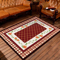 Avtoit | Nostalgic Persian Carpet Multicolored Grid Mat Non-slip Washable Pet-friendly Carpet for Living Room