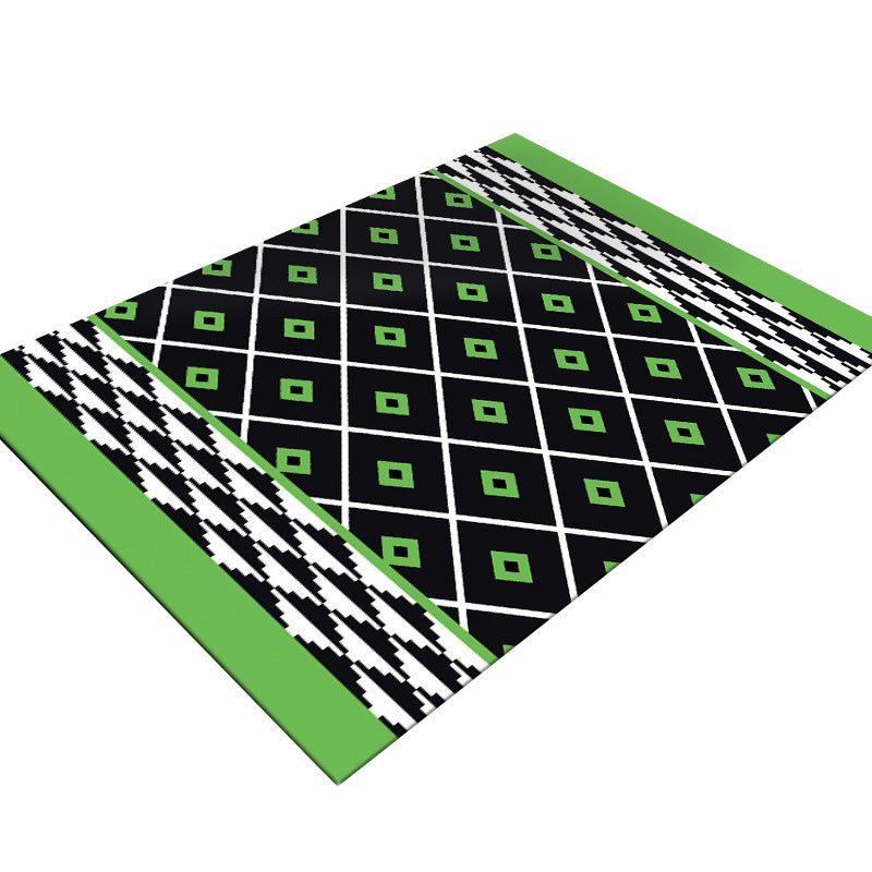 Avtoit | Nostalgic Persian Carpet Multicolored Grid Mat Non-slip Washable Pet-friendly Carpet for Living Room