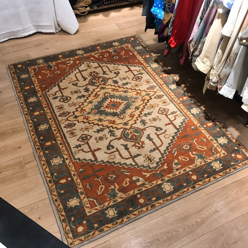 Avtoit | Retro Multicolor Moroccan Carpet Synthetic Floral Pattern Rug Non-Slip Washable Pet-Friendly Rug for Living Room