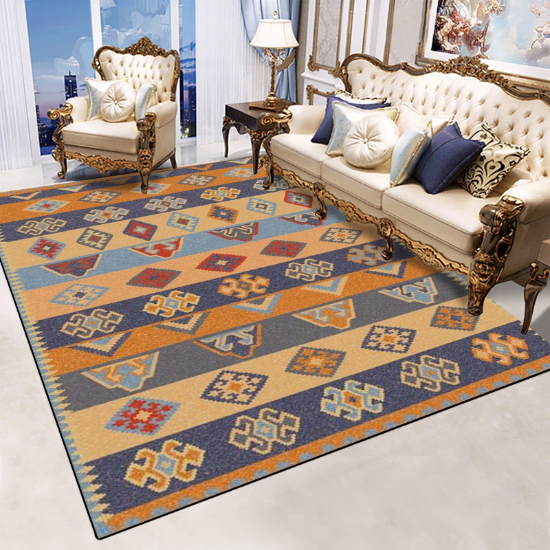 Avtoit | Retro Multicolor Moroccan Carpet Synthetic Floral Pattern Rug Non-Slip Washable Pet-Friendly Rug for Living Room