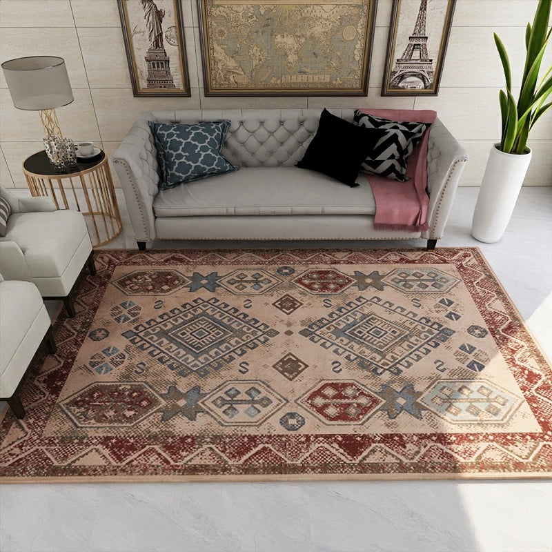 Avtoit | Unusual diamond patterned rug Multicolored Moroccan rug Polyester pet-friendly stain resistant non-slip rug for the living room