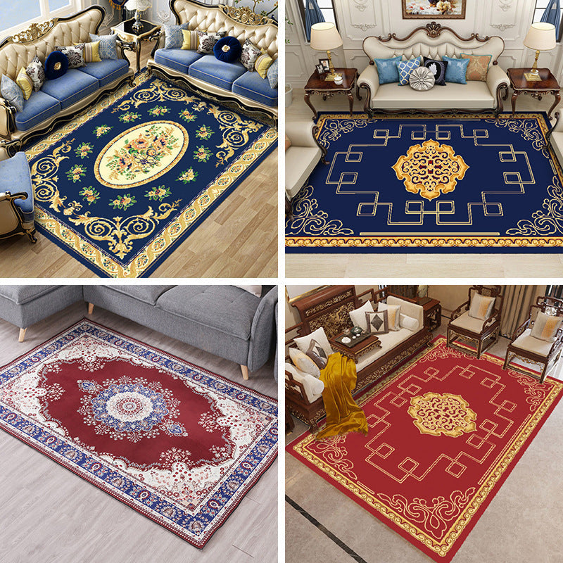 Avtoit | Elegant Chinoiserie Rug Multicolor Floral Area Rug Non-Slip Backing Stain-Resistant Pet-Friendly Rug for Living Room