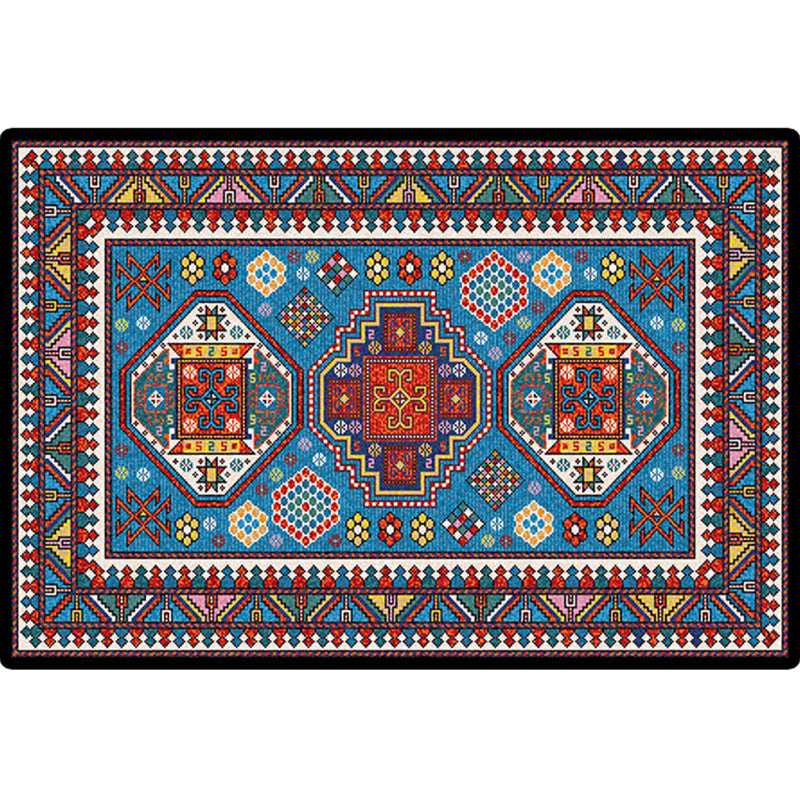 Avtoit | Turkish Meeting Room Carpet Multicolor Symmetrical Tribal Pattern Carpet Polypropylene Non-Slip Stain Resistant Washable Carpet