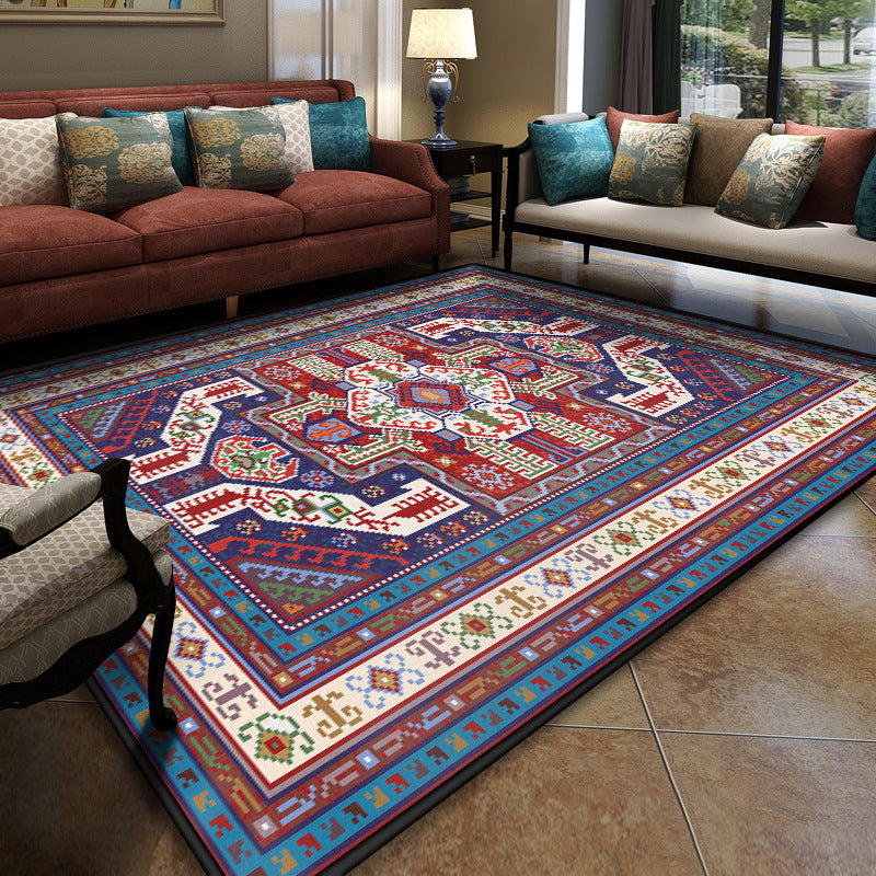 Avtoit | Turkish Meeting Room Carpet Multicolor Symmetrical Tribal Pattern Carpet Polypropylene Non-Slip Stain Resistant Washable Carpet