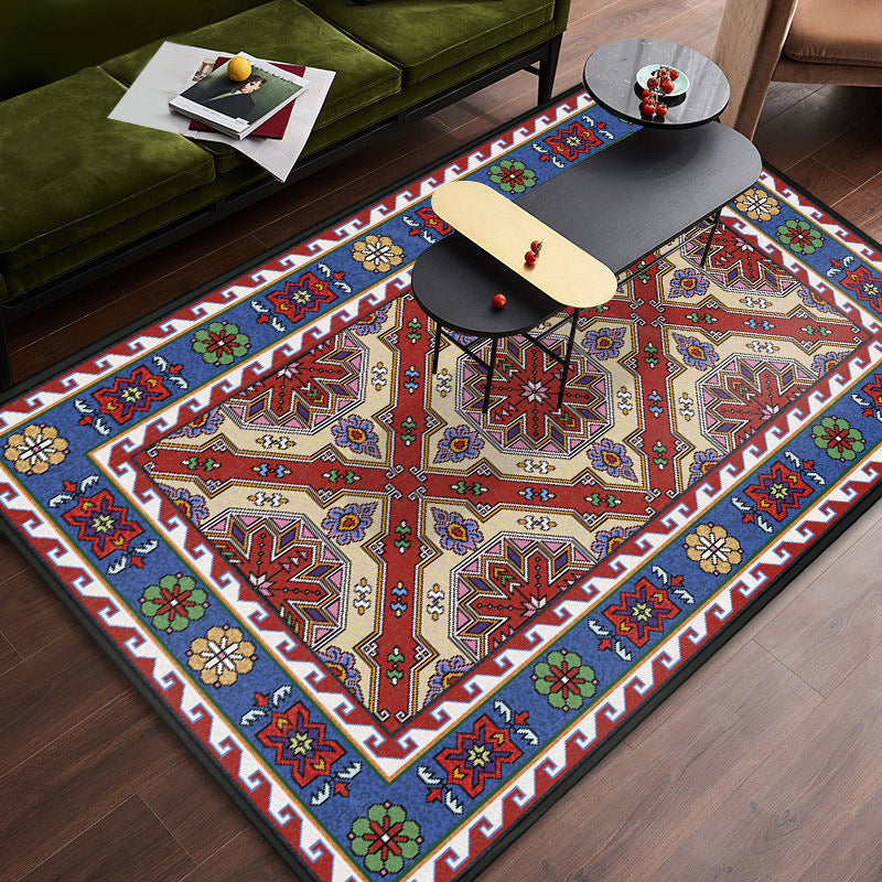 Avtoit | Persian tribal patterned carpet Multicolored polyester carpet Stain-resistant Pet-friendly Non-slip backing Carpet for bedroom