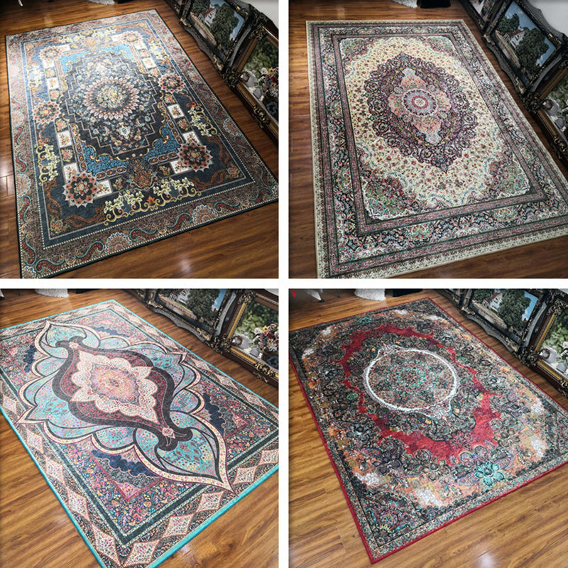 Avtoit | Glam Persian Indoor Dress Multicolored Floral Pattern Dress Non-Slip Back Machine Washable Pet Friendly Carpet for Living Room